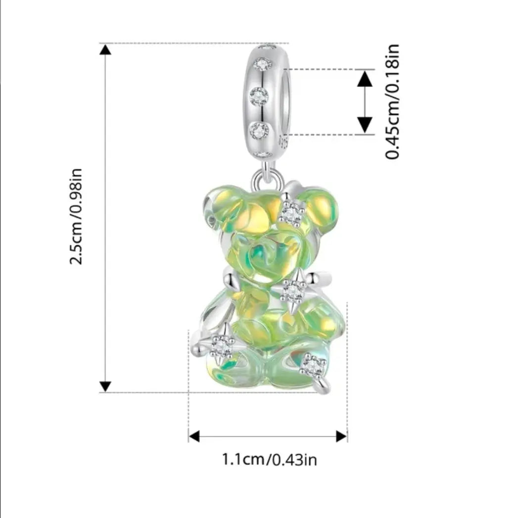 Crystal Bear Pendant Charm 925 Sterling Silver Charm Outlet