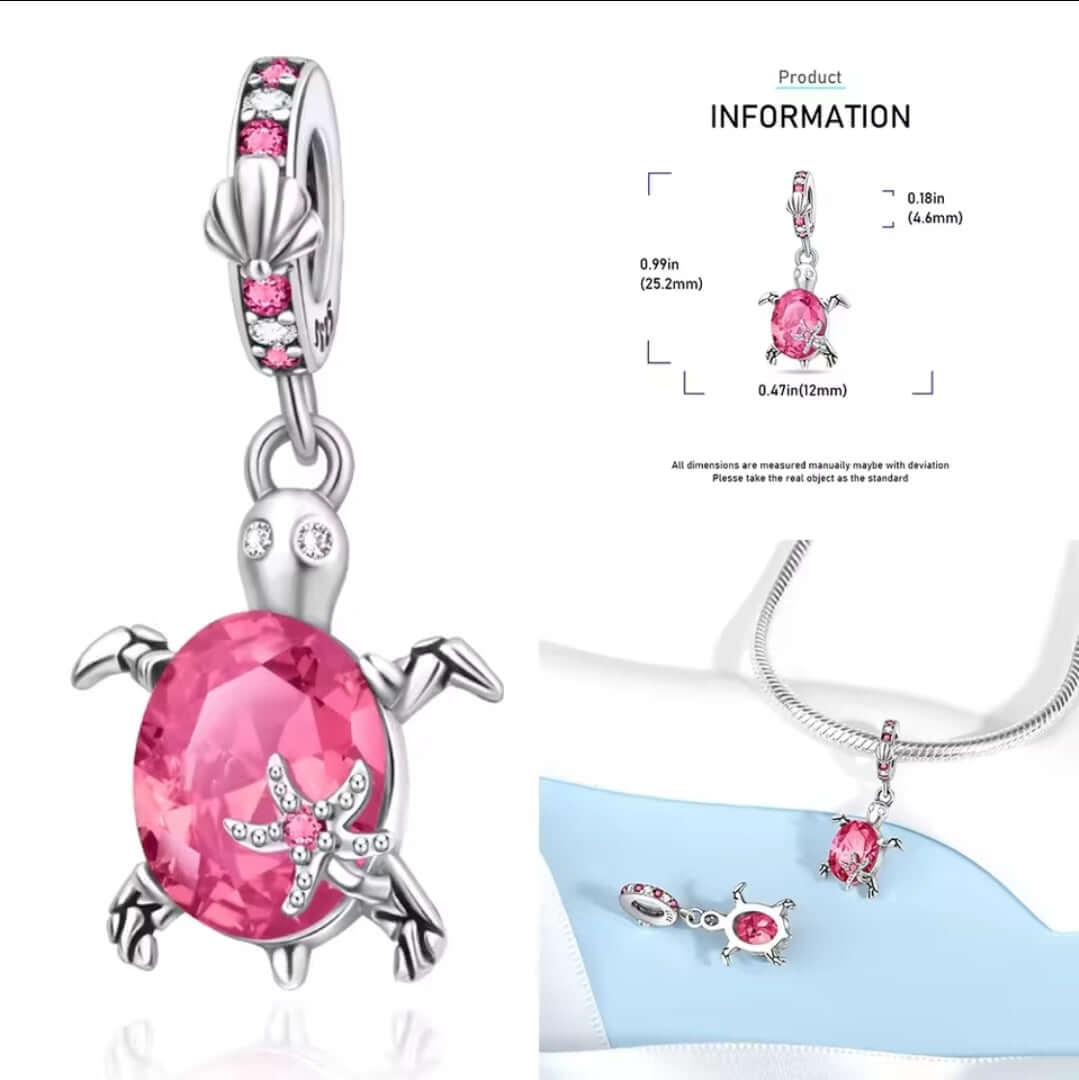 925 Birthstone Sea Turtle Charm July (Ruby/Red)