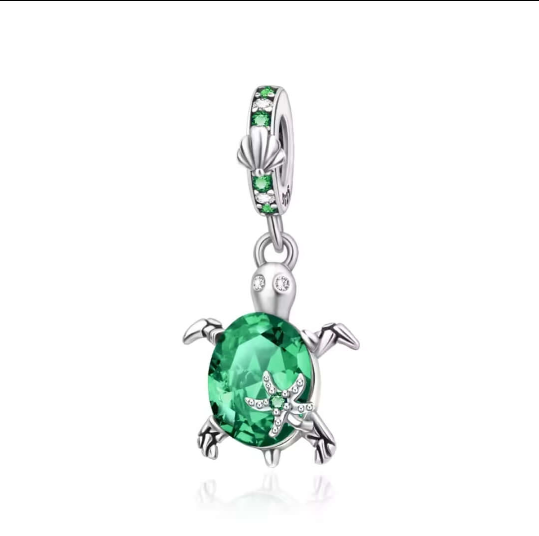 925 Birthstone Sea Turtle Charm May (Emerald/Green)