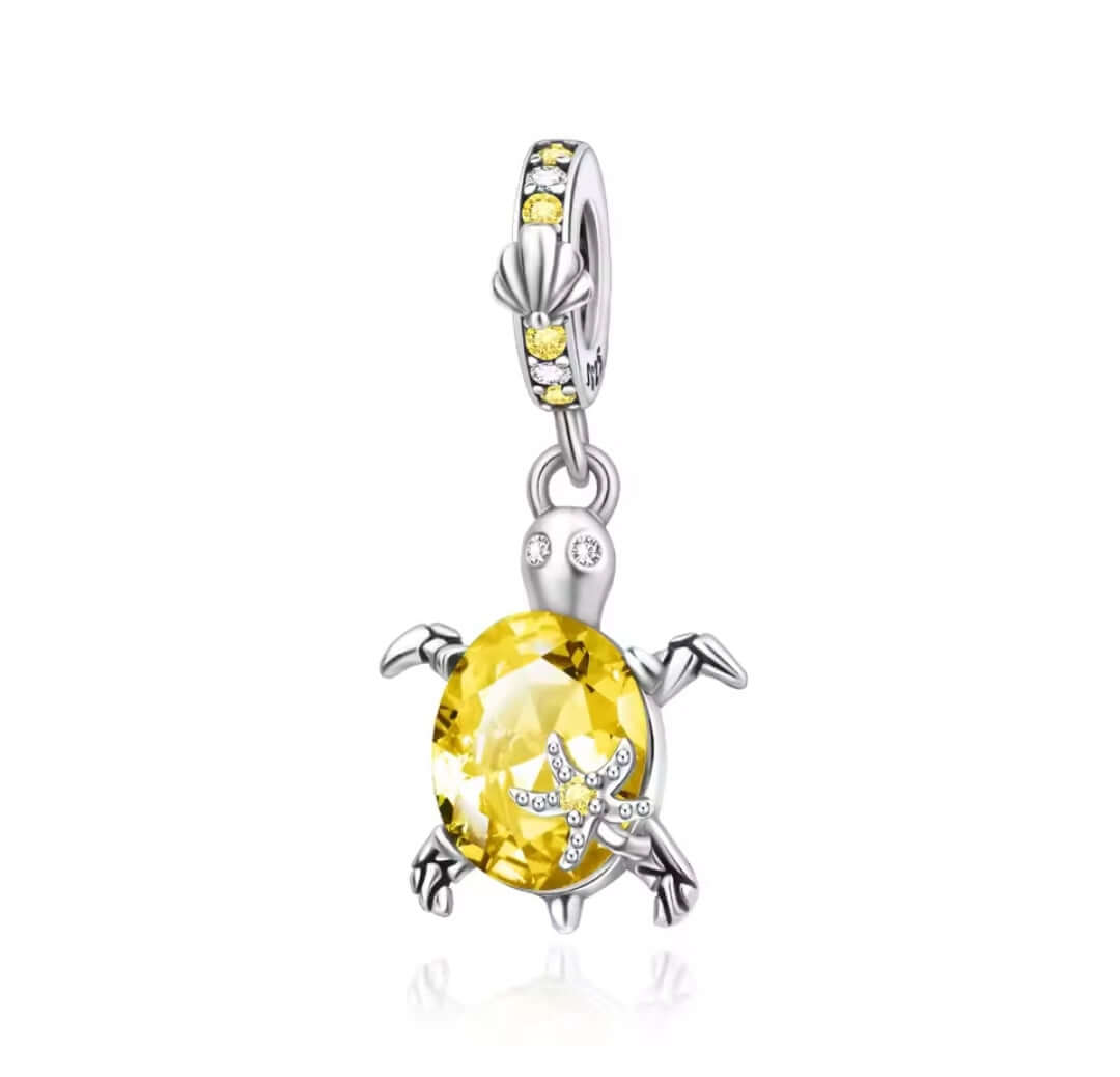 925 Birthstone Sea Turtle Charm November (Yellow/Orange)
