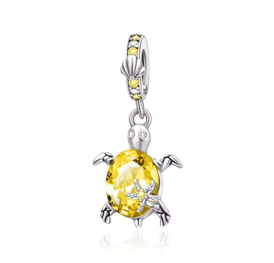 925 Birthstone Sea Turtle Charm November (Yellow/Orange)