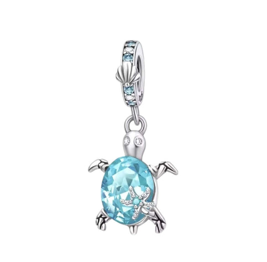 925 Birthstone Sea Turtle Charm December (Turquoise/Blue)