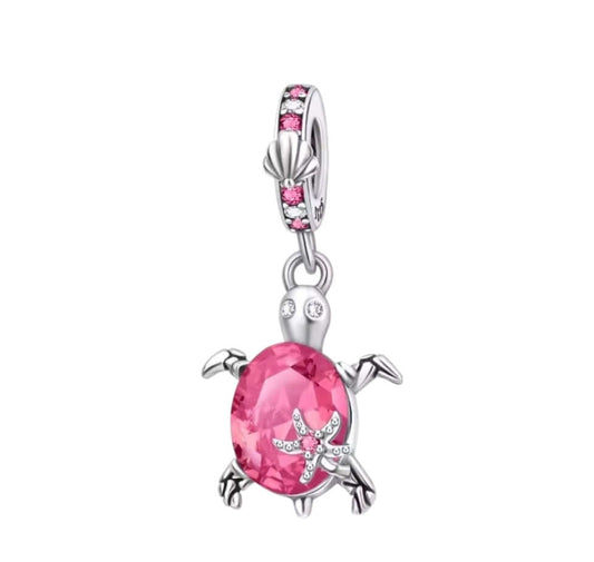 925 Birthstone Sea Turtle Charm July (Ruby/Red)