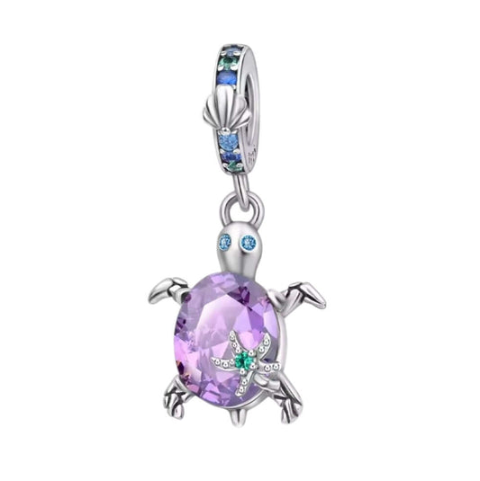 925 Birthstone Sea Turtle Charm February (Purple)