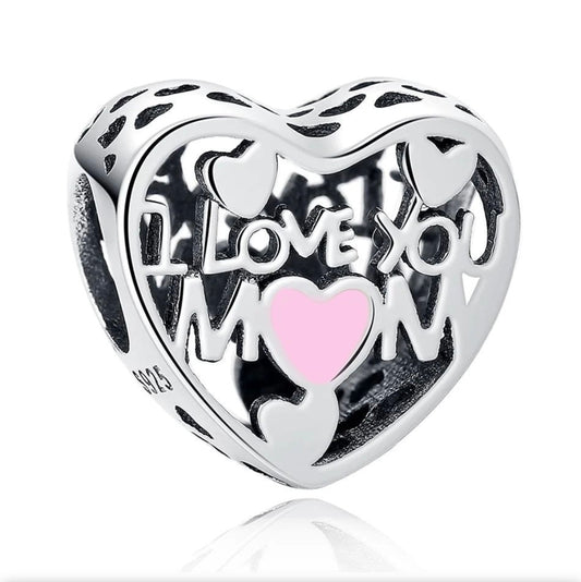 Mum Infinity Heart Charm Bead. Mother's Day