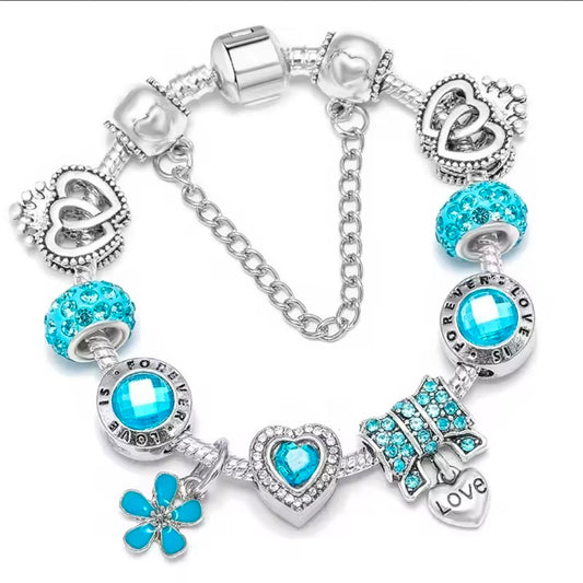 Kids Baby Blue Charm Bracelet Sprinkled With Charm